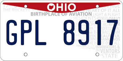 OH license plate GPL8917