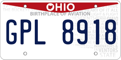 OH license plate GPL8918