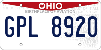 OH license plate GPL8920