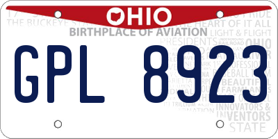 OH license plate GPL8923