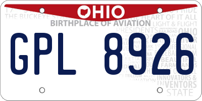 OH license plate GPL8926
