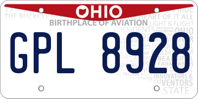 OH license plate GPL8928