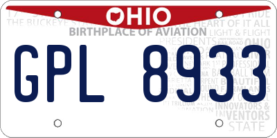 OH license plate GPL8933