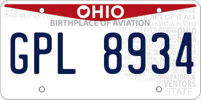 OH license plate GPL8934