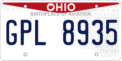OH license plate GPL8935