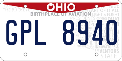 OH license plate GPL8940