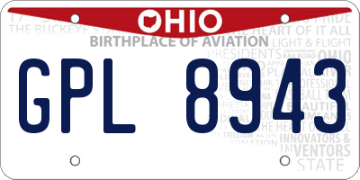 OH license plate GPL8943
