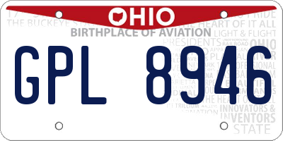 OH license plate GPL8946