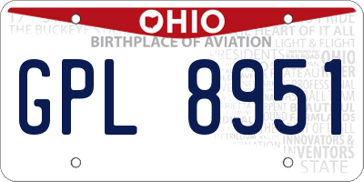 OH license plate GPL8951