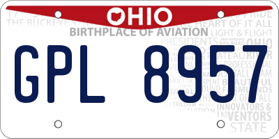 OH license plate GPL8957