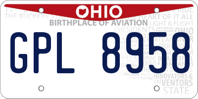 OH license plate GPL8958