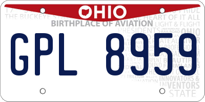 OH license plate GPL8959