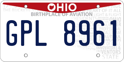 OH license plate GPL8961