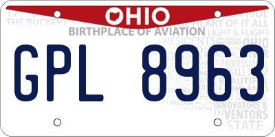 OH license plate GPL8963