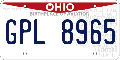 OH license plate GPL8965