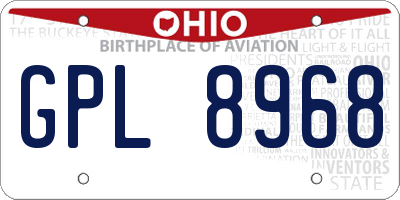 OH license plate GPL8968