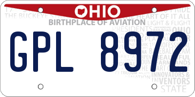 OH license plate GPL8972