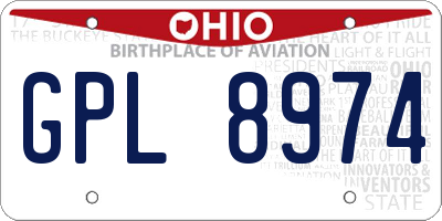 OH license plate GPL8974