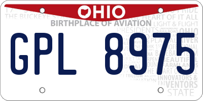 OH license plate GPL8975