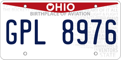 OH license plate GPL8976