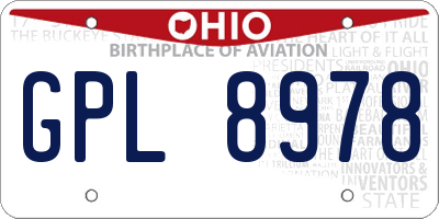 OH license plate GPL8978
