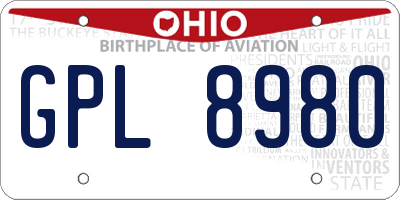 OH license plate GPL8980
