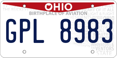 OH license plate GPL8983