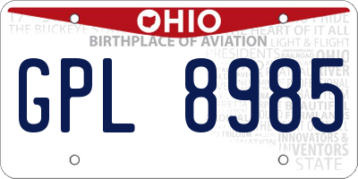 OH license plate GPL8985