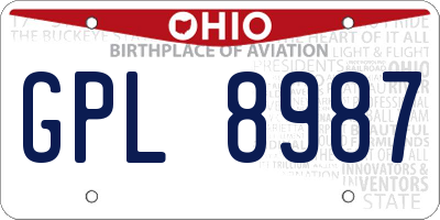 OH license plate GPL8987