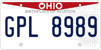 OH license plate GPL8989