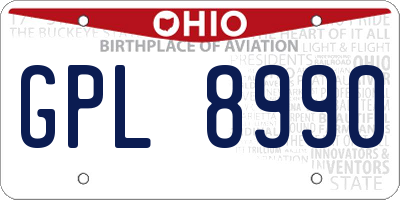 OH license plate GPL8990