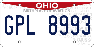 OH license plate GPL8993