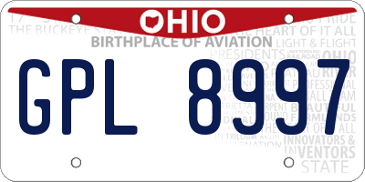 OH license plate GPL8997