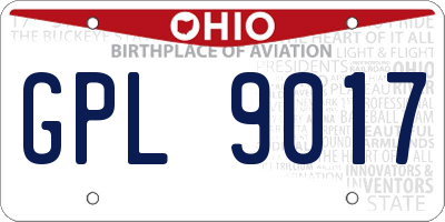 OH license plate GPL9017
