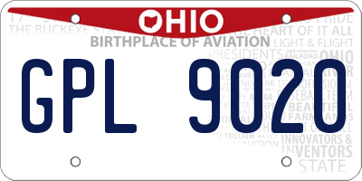 OH license plate GPL9020