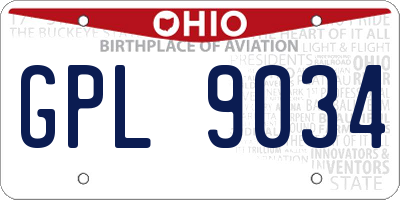 OH license plate GPL9034
