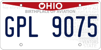 OH license plate GPL9075
