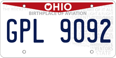 OH license plate GPL9092