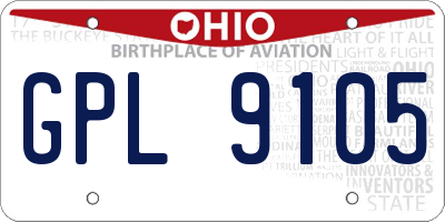 OH license plate GPL9105