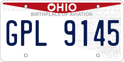 OH license plate GPL9145