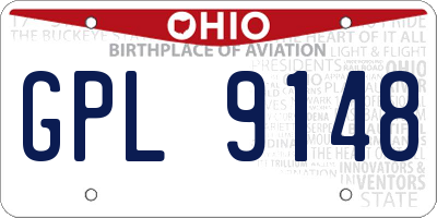 OH license plate GPL9148