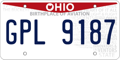 OH license plate GPL9187