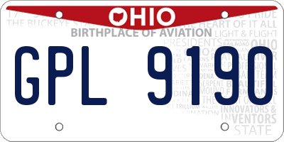 OH license plate GPL9190