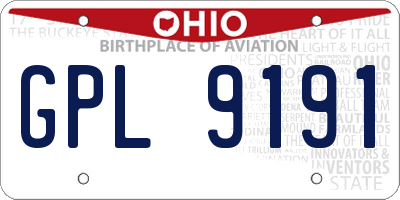 OH license plate GPL9191