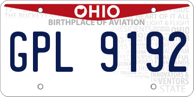 OH license plate GPL9192
