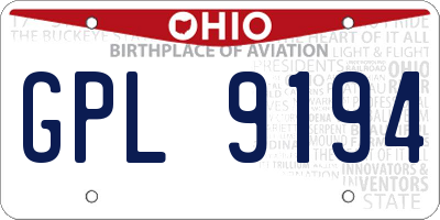 OH license plate GPL9194