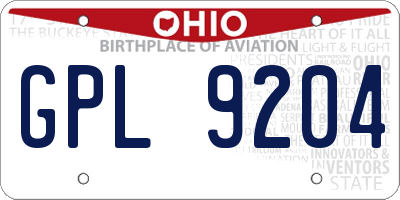 OH license plate GPL9204