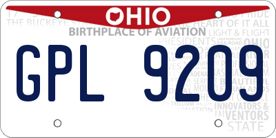 OH license plate GPL9209