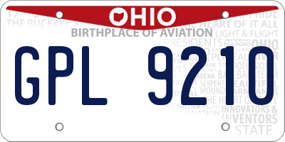 OH license plate GPL9210