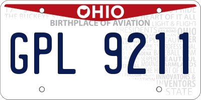 OH license plate GPL9211